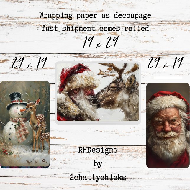 Feuille De Papier Cadeau Santa Claus Rudolph Frosty Découpage de Noël (Créateur téléchargé)