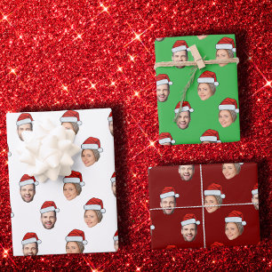 Feuille De Papier Cadeau Santa Hat Personnalisé Visage 2 Photo Cadeau de No