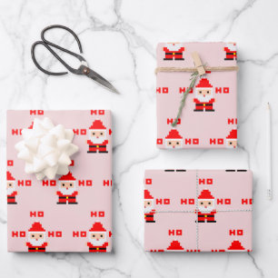 Feuille De Papier Cadeau Santa Pixel Art 2