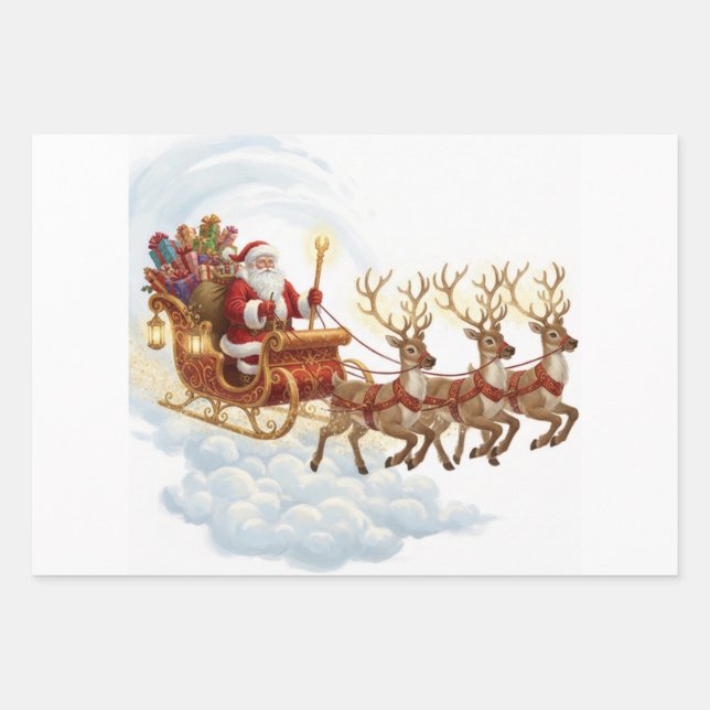 Feuille De Papier Cadeau Santa's Midnight Ride (Devant)