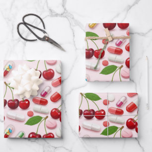 Feuille De Papier Cadeau Santé & Pharmacie Cherry Pink Capsule