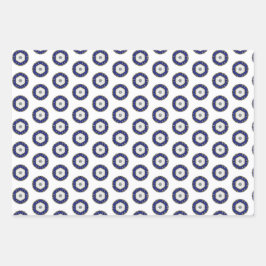 Feuille De Papier Cadeau Sapphire nautique de luxe à motif bleu et blanc