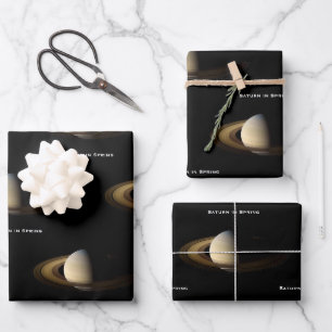 Feuille De Papier Cadeau Saturne à l'équinoxe du printemps, Cassini-Huygens