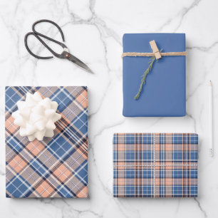 Feuille De Papier Cadeau Saumon clair, Bleu marine, Gris colombe... Carreau