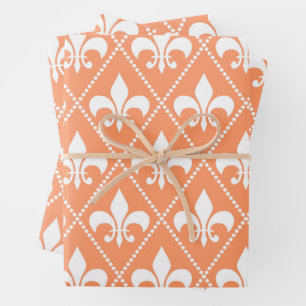 Feuille De Papier Cadeau Saumon Fleur de Lis