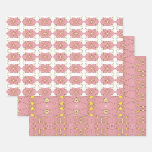 Feuille De Papier Cadeau Saumon Jaune et Vert (Lot)