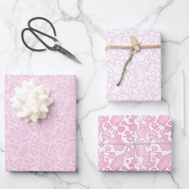 Feuille De Papier Cadeau Saupoudrer douces roses douces (Recto)