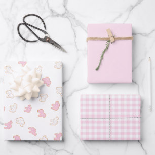 Feuille De Papier Cadeau Saupoudrer rose givré Animal Cookie