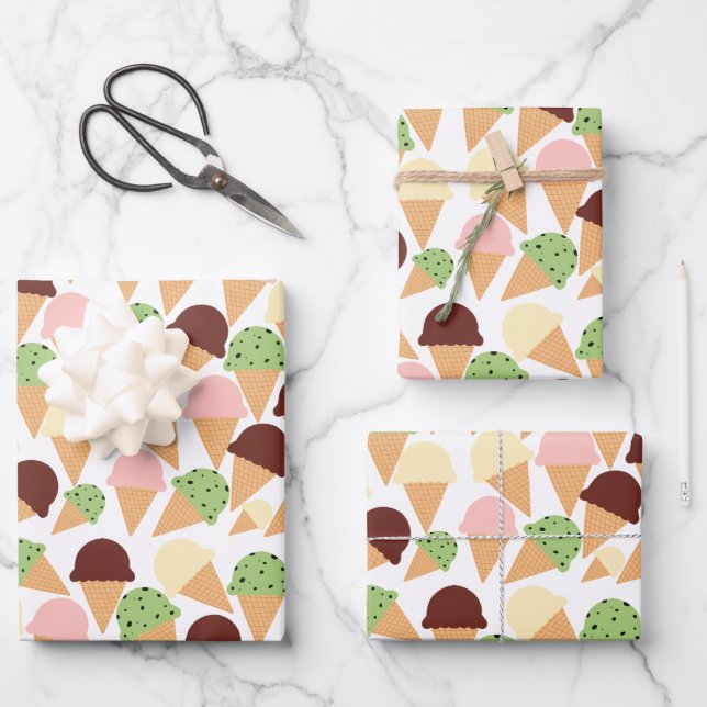 Feuille De Papier Cadeau Saveurs de glace (Recto)