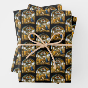 Feuille De Papier Cadeau Scène de la Nativité Naissance de Jésus par Bottic