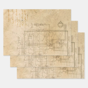 Feuille De Papier Cadeau Schéma électrique Dessin sur Brown