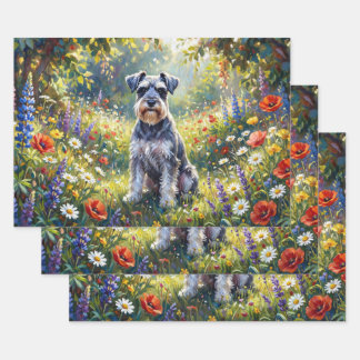 Feuille De Papier Cadeau Schnauzer in Wildflower Meadow Decoupage