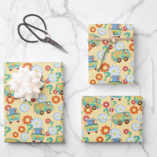 Feuille De Papier Cadeau Scooby-Doo Mystery Motif de fleurs