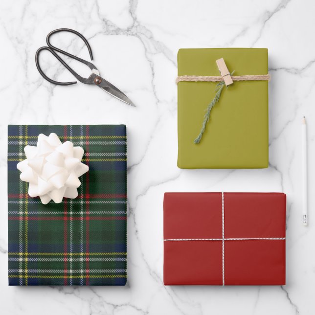 Feuille De Papier Cadeau Scott Green Modern Scottish Tartan (Recto)