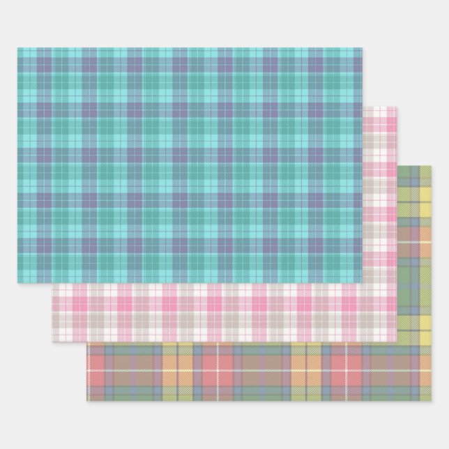Feuille De Papier Cadeau Scottish Plaid Patterns Wrapping Craft Paper (Lot)