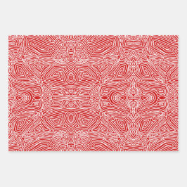 Feuille De Papier Cadeau Scribbleempreintes rouges