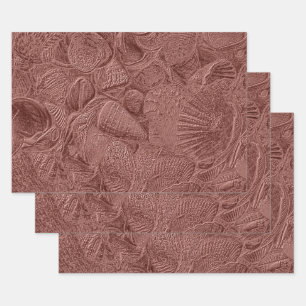 Feuille De Papier Cadeau Sea Shells Rose Gold Ocean Beach Élégant Découp