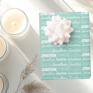 Feuille De Papier Cadeau Seafoam Mint Green Anniversaire Nom personnalisé