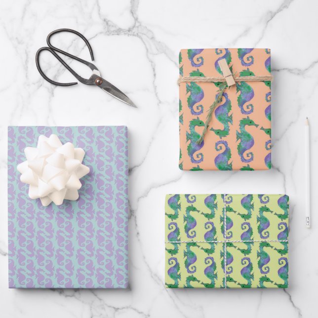 Feuille De Papier Cadeau Seahorses Galore (Recto)