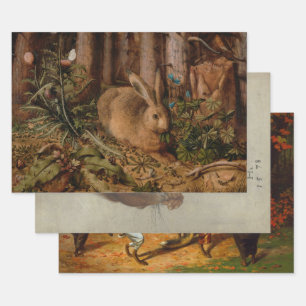 Feuille De Papier Cadeau Sélection d'animaux de bois