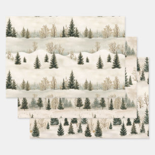 Feuille De Papier Cadeau Sérénité hivernale