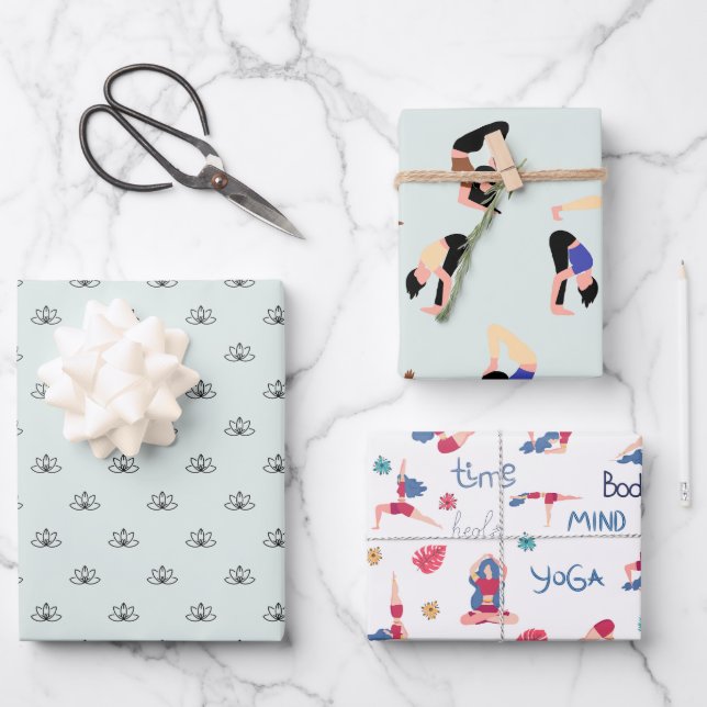 Feuille De Papier Cadeau Sérénité maintenant - Thème Yoga (Recto)