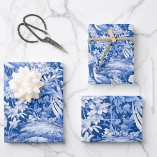 Feuille De Papier Cadeau Série Chinoserie Bleu et Blanc Design 8