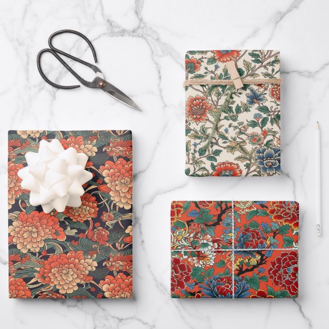 Feuille De Papier Cadeau Série Florale japonaise (Recto)