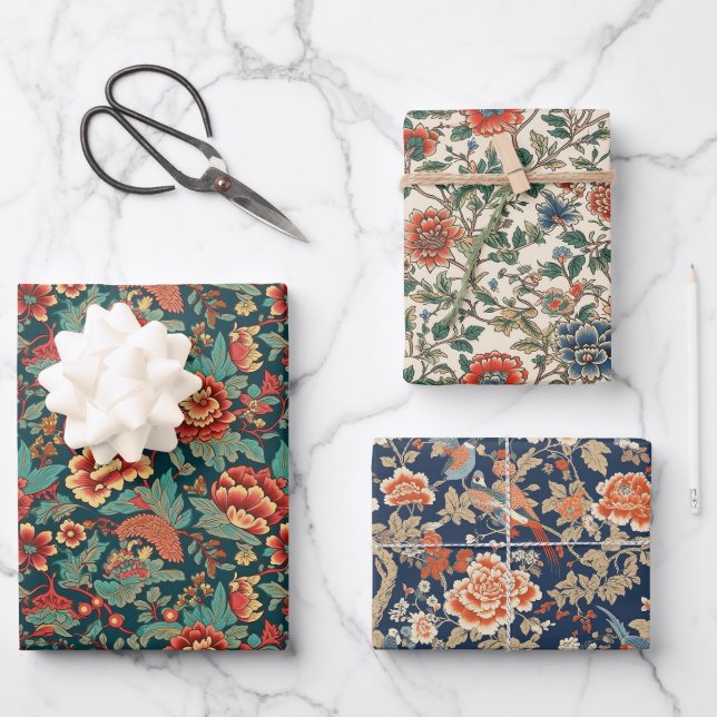 Feuille De Papier Cadeau Série Florale japonaise (Recto)