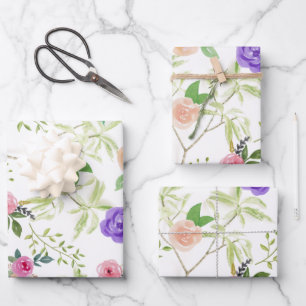 Feuille De Papier Cadeau Shabby Chic Floral douche nuptiale