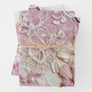 Feuille De Papier Cadeau Shabby Chic Rose Lace 