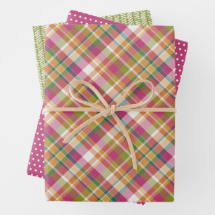 Feuille De Papier Cadeau Shabby Chic Rose Orange Turquoise Vert Blanc En vi
