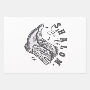 Feuille De Papier Cadeau Shalom Y'all Cowboy juif Hanoukka Ouest