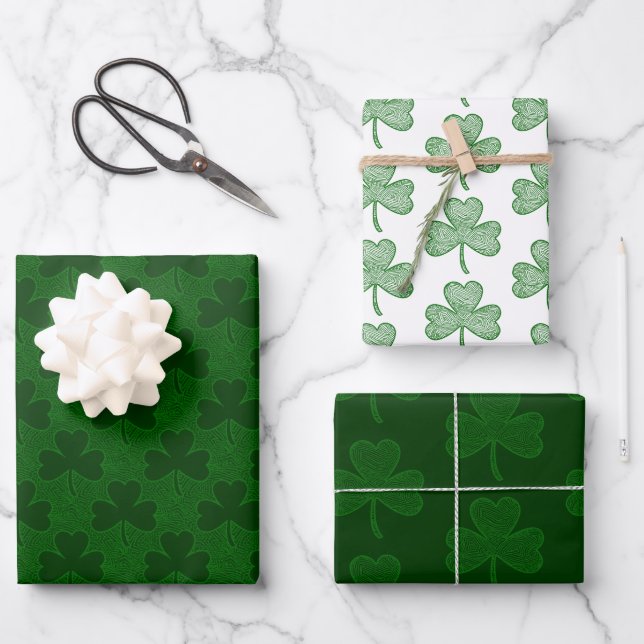 Feuille De Papier Cadeau Shamrock (Recto)