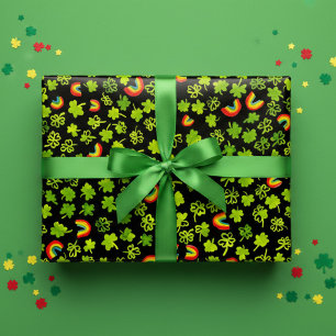 Feuille De Papier Cadeau Shamrocks d'aquarelle et Jour de la Saint Patrick 