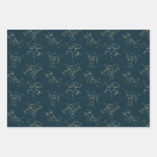 Feuille De Papier Cadeau Signes Zodiaques Dans Les Étoiles, Constellations 