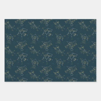 Feuille De Papier Cadeau Signes Zodiaques Dans Les Étoiles, Constellations 