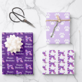 Feuille De Papier Cadeau Silhouette de chien de chien de chien afghan viole
