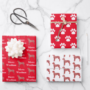 Feuille De Papier Cadeau Silhouette de Chien Grande Danse Rouge Joyeuse Woo