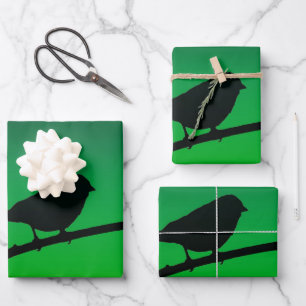Feuille De Papier Cadeau Silhouette de moineau sur le limonène
