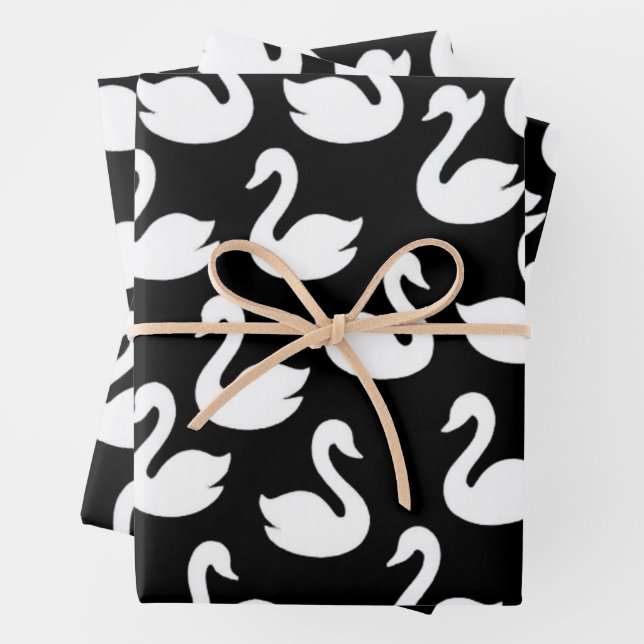 Feuille De Papier Cadeau Silhouette de Swan sans joint (En situation)