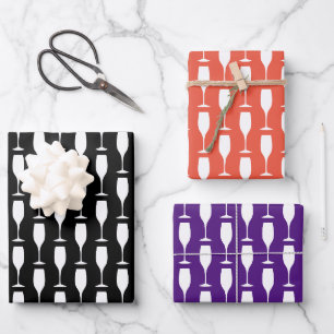 Feuille De Papier Cadeau Silhouette élégante en verre de vin couleur pers