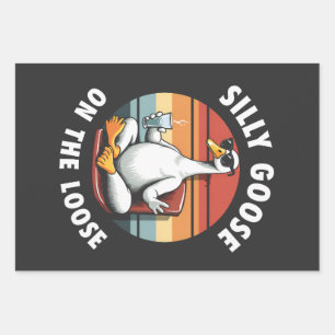 Feuille De Papier Cadeau Silly Goose sur Loose Meditation Yoga Retro
