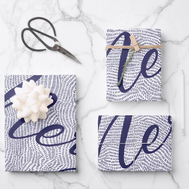 Feuille De Papier Cadeau Simple Amusement Bleu Joyeux Noël (Recto)