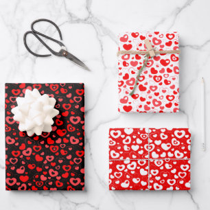 Feuille De Papier Cadeau Simple Fun Cute Retro Hearts Art Motif