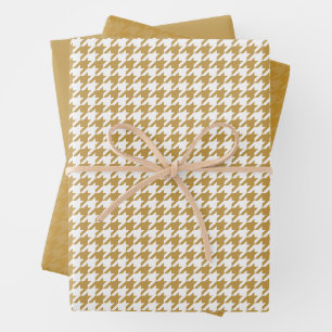 Feuille De Papier Cadeau Simple Holiday houndstooth Aztec Gold