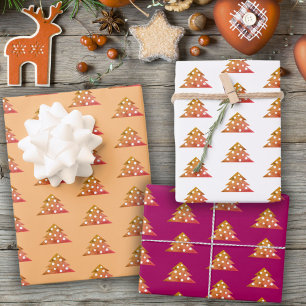 Feuille De Papier Cadeau Simple Orange Christmas Tree Motif de vacances