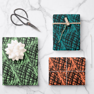 Feuille De Papier Cadeau Simple Scribble Angle Arrière - plans multicol