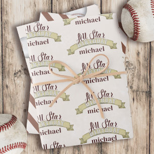 Feuille De Papier Cadeau Simple Vintage Whimsical Baseball Cute Personnalis