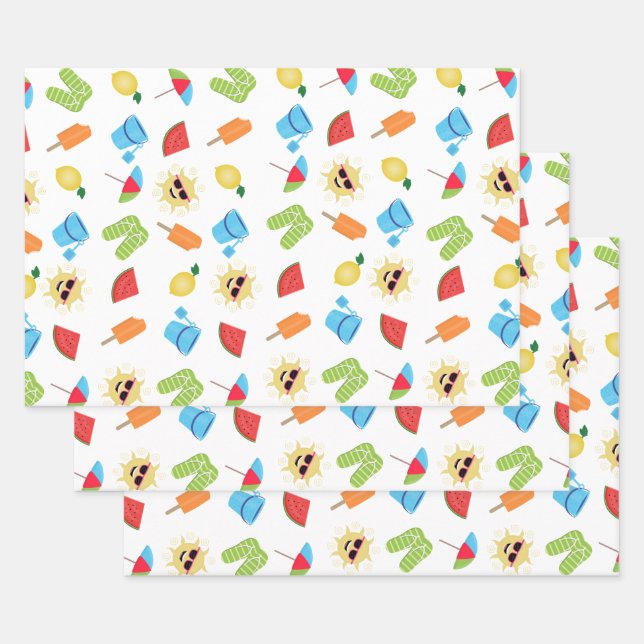 Feuille De Papier Cadeau Simplement été (Lot)